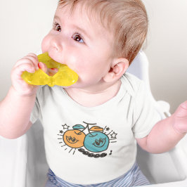 さくらんぼのフルーツマンガパターン ベビーボディスーツ