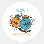 さくらんぼのフルーツマンガパターン ラウンドシール (正面)