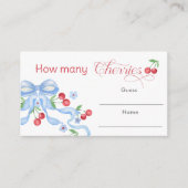 さくらんぼのブルーボウベイビーシャワーゲーム エンクロージャーカード (正面)