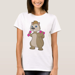 さくらんぼのボディービルダー ダンベル ボディビルディング Tシャツ