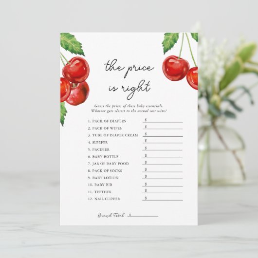 さくらんぼの上に価格は右ベビーシャワーゲーム シーズンカード (スタンド正面)