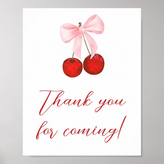 さくらんぼの上に赤ちゃんシャワーありがとう来ありがとう ポスター (正面)