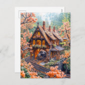 さくらんぼの下の小型蒸気列車 シーズンポストカード (正面/裏面)