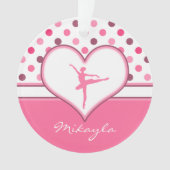 さくらんぼの刺激を受けたなピンクの水玉模様のバレエダンサー オーナメント (正面)