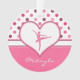 さくらんぼの刺激を受けたなピンクの水玉模様のバレエダンサー オーナメント