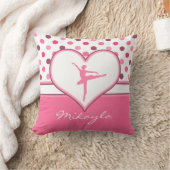 さくらんぼの刺激を受けたなピンクの水玉模様のバレエダンサー クッション (ブランケット)