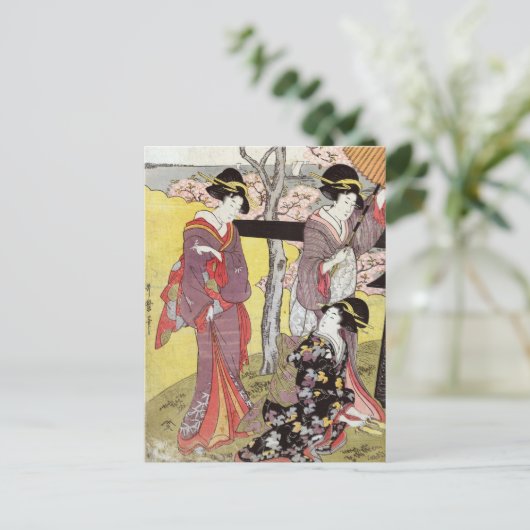 さくらんぼの北川歌麿による御殿山での鑑賞 ポストカード (スタンド正面)