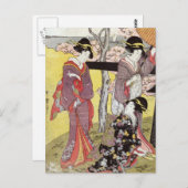 さくらんぼの北川歌麿による御殿山での鑑賞 ポストカード (正面/裏面)