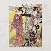 さくらんぼの北川歌麿による御殿山での鑑賞 ポストカード (正面)