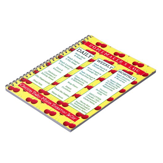 さくらんぼの故障した主婦のログクリーニングスケジュール ノートブック (左側)