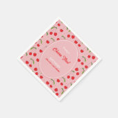 さくらんぼの最初の誕生日パーティーの招待 スタンダードカクテルナプキン (角)