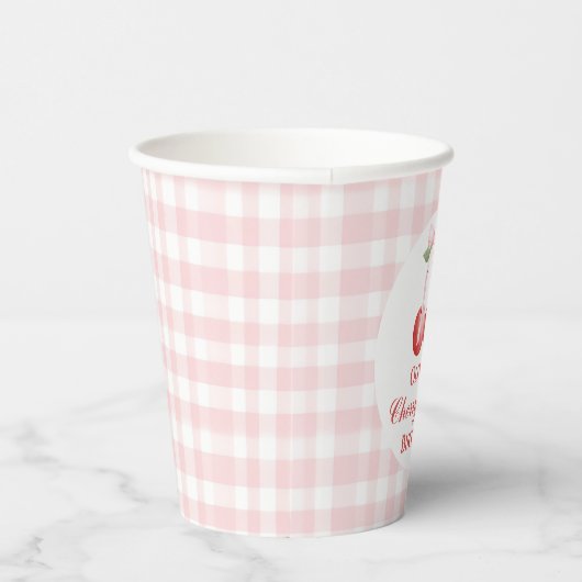 さくらんぼの最初の誕生日ピンクボウジンガム 紙コップ (右)