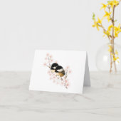 さくらんぼの木のシジュウカラ グリーティングカード (黄色い花)