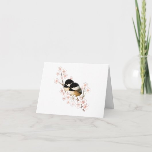 さくらんぼの木のシジュウカラ グリーティングカード (正面)