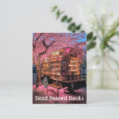 さくらんぼの木の本のワゴン読ガー禁止の本 ポストカード (スタンド正面)