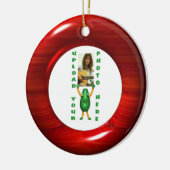 さくらんぼの木製の錯覚のオーナメントに2つの写真をアップロードして下さい セラミックオーナメント (左)