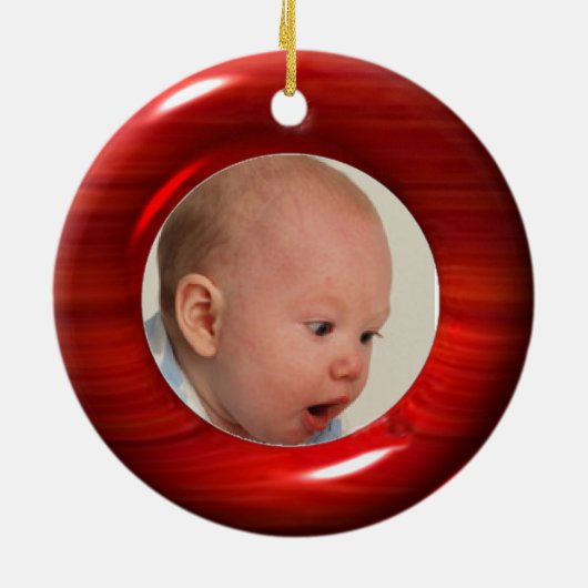 さくらんぼの木製の錯覚のオーナメントに2つの写真をアップロードして下さい セラミックオーナメント (裏面)