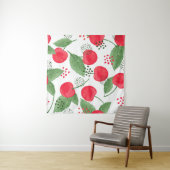 さくらんぼの果実ヴィンテージ、水色シームレス。 タペストリー (インサイチュ(横))