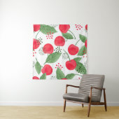 さくらんぼの果実ヴィンテージ、水色シームレス。 タペストリー (インサイチュ)