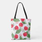 さくらんぼの果実ヴィンテージ、水色シームレス。 トートバッグ (裏面)