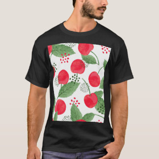 さくらんぼの果実ヴィンテージ、水色シームレス。 Tシャツ
