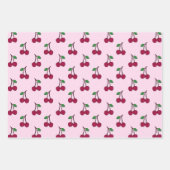 さくらんぼの果柄（ピンクと赤） ラッピングペーパーシート (正面3)