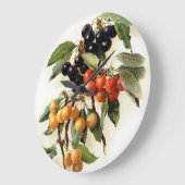 さくらんぼの植物のプリント ラージ壁時計 (傾斜)