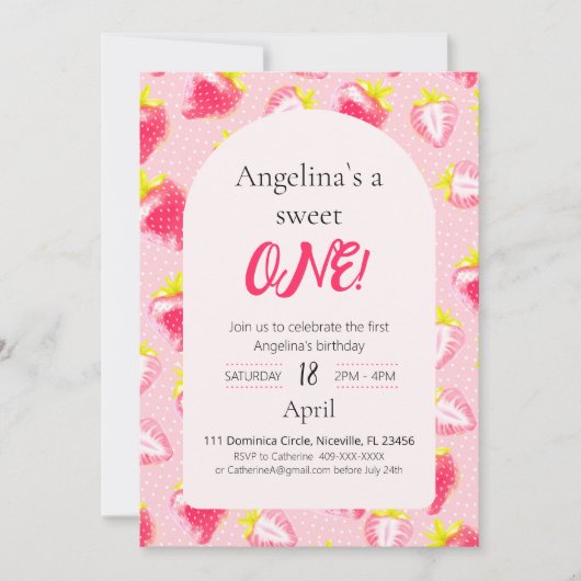 さくらんぼの甘いお知らせ 招待状 (正面)