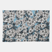 さくらんぼの白と青 キッチンタオル (横)