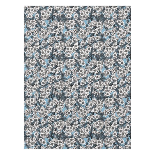 さくらんぼの白と青 テーブルクロス (正面)