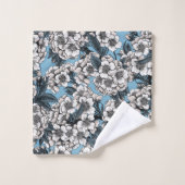 さくらんぼの白と青 バスタオルセット (ウォッシュタオル)