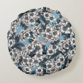 さくらんぼの白と青 ラウンドクッション (裏面)