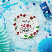 さくらんぼの第50誕生会の紙皿 ペーパープレート (パーティー)