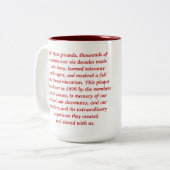 さくらんぼの芝生の学校のマグの赤 ツートーンマグカップ (正面左)