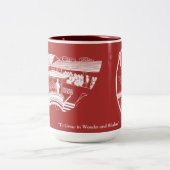 さくらんぼの芝生の学校Mg -プラクとの赤 ツートーンマグカップ (中央)