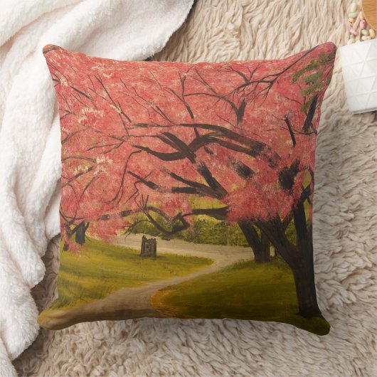 さくらんぼの花々の春、Gary Poling クッション (ブランケット)