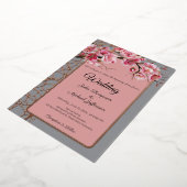 さくらんぼの花々フランスのロマンチックほこりっぽいバラ 箔招待状 (回転した状態)