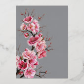 さくらんぼの花々フランスのロマンチックほこりっぽいバラ 箔招待状 (裏面)