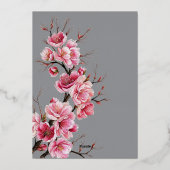 さくらんぼの花々フランスのロマンチックほこりっぽいバラ 箔招待状 (裏面)