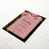 さくらんぼの花々フランスのロマンチックほこりっぽいバラ 箔招待状 (回転した状態)