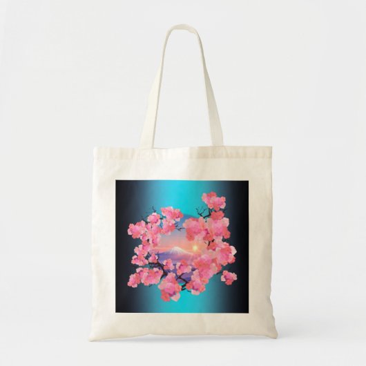 さくらんぼの花々山富士の青 トートバッグ (正面)