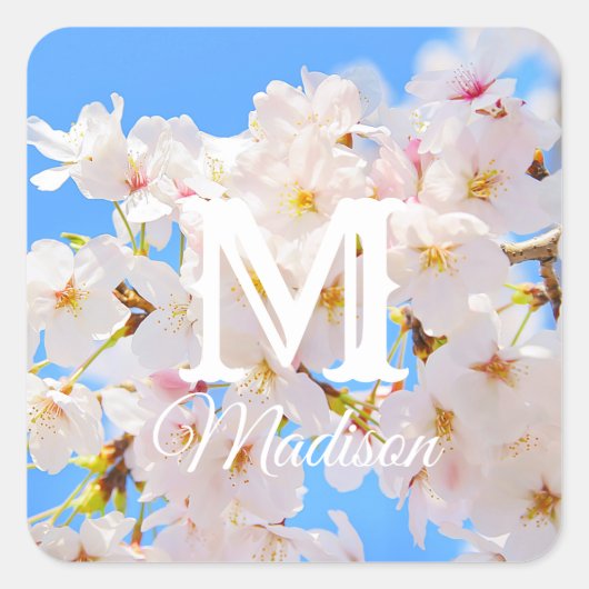 さくらんぼの花々春 スクエアシール (正面)