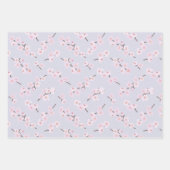 さくらんぼの花がチャートリーズ、ラベンダー、グリーン ラッピングペーパーシート (正面2)