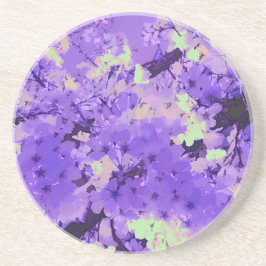 さくらんぼの花がバイオレットコースターに コースター (正面)