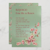 さくらんぼの花がピンクとグリーティングカード 招待状 (正面/裏面)