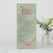 さくらんぼの花がピンクとティール(緑がかった色)の同情カード 案内状 (スタンド正面)