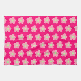 さくらんぼの花がピンク キッチンタオル