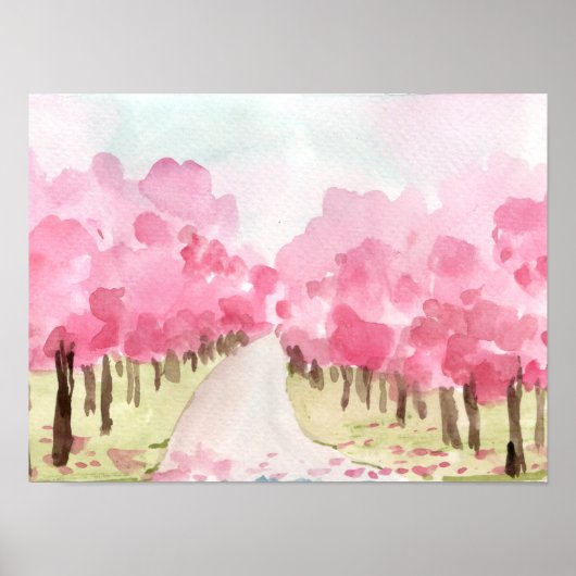 さくらんぼの花が両側に並ぶ ポスター (正面)
