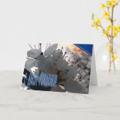 さくらんぼの花が付いているロシアのなバースデー・カード カード (黄色い花)