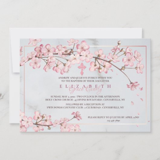 さくらんぼの花が宗教に結びつく 招待状 (正面)